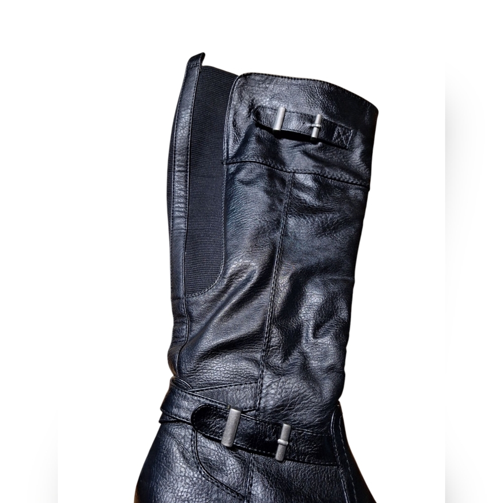black knee-high boots with elastic - Picture 2 of 4